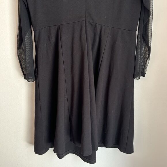 Torrid Women’s black sheer mesh top sweetheart long sleeve pocket dress size 10 - Picture 8 of 12